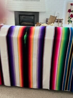 Mexican Throw Blanket Striped Bright Colours 60" x 82" Soft
